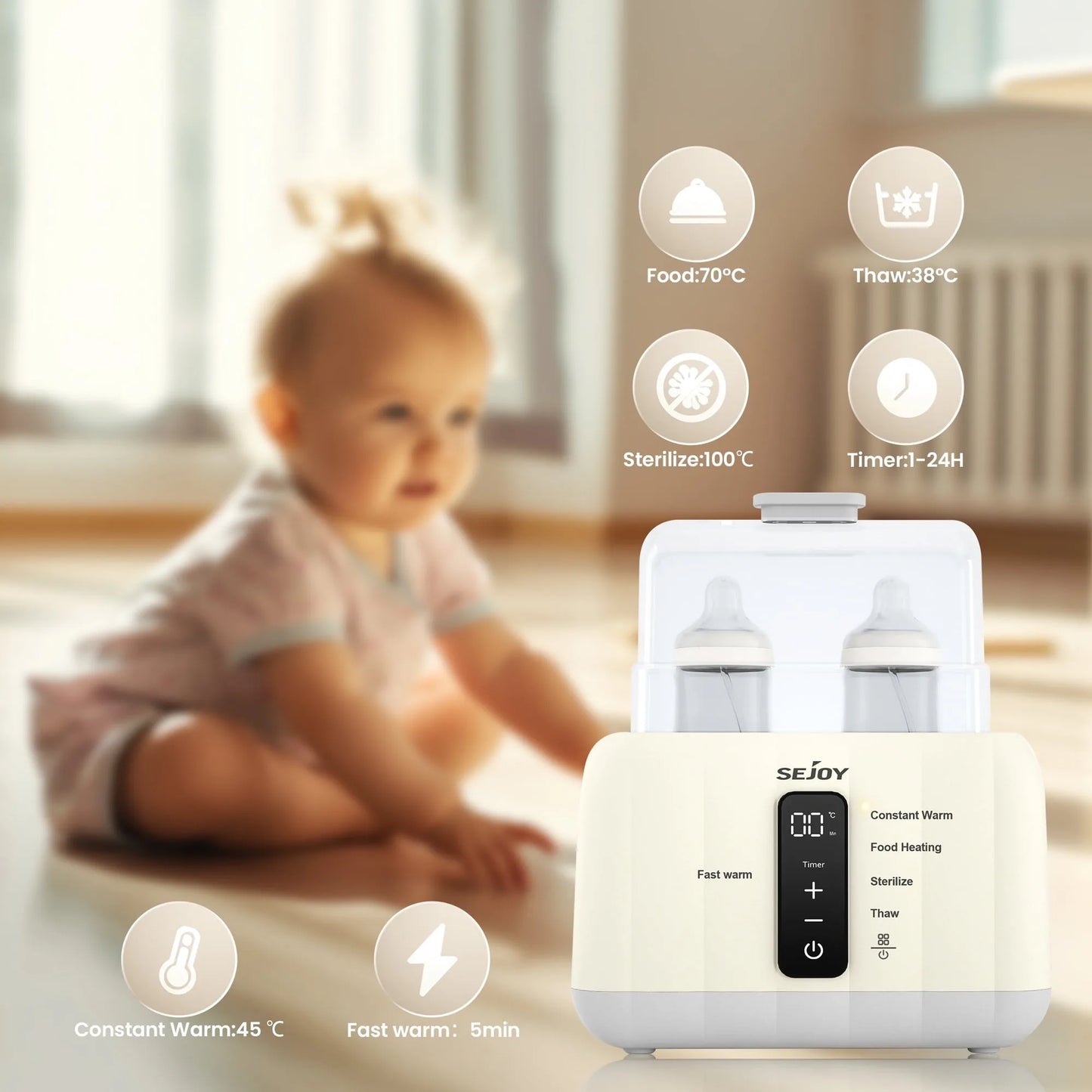 Multi-Function Baby Bottle Warmer | Heats, Sterilizes & Maintains Temperature